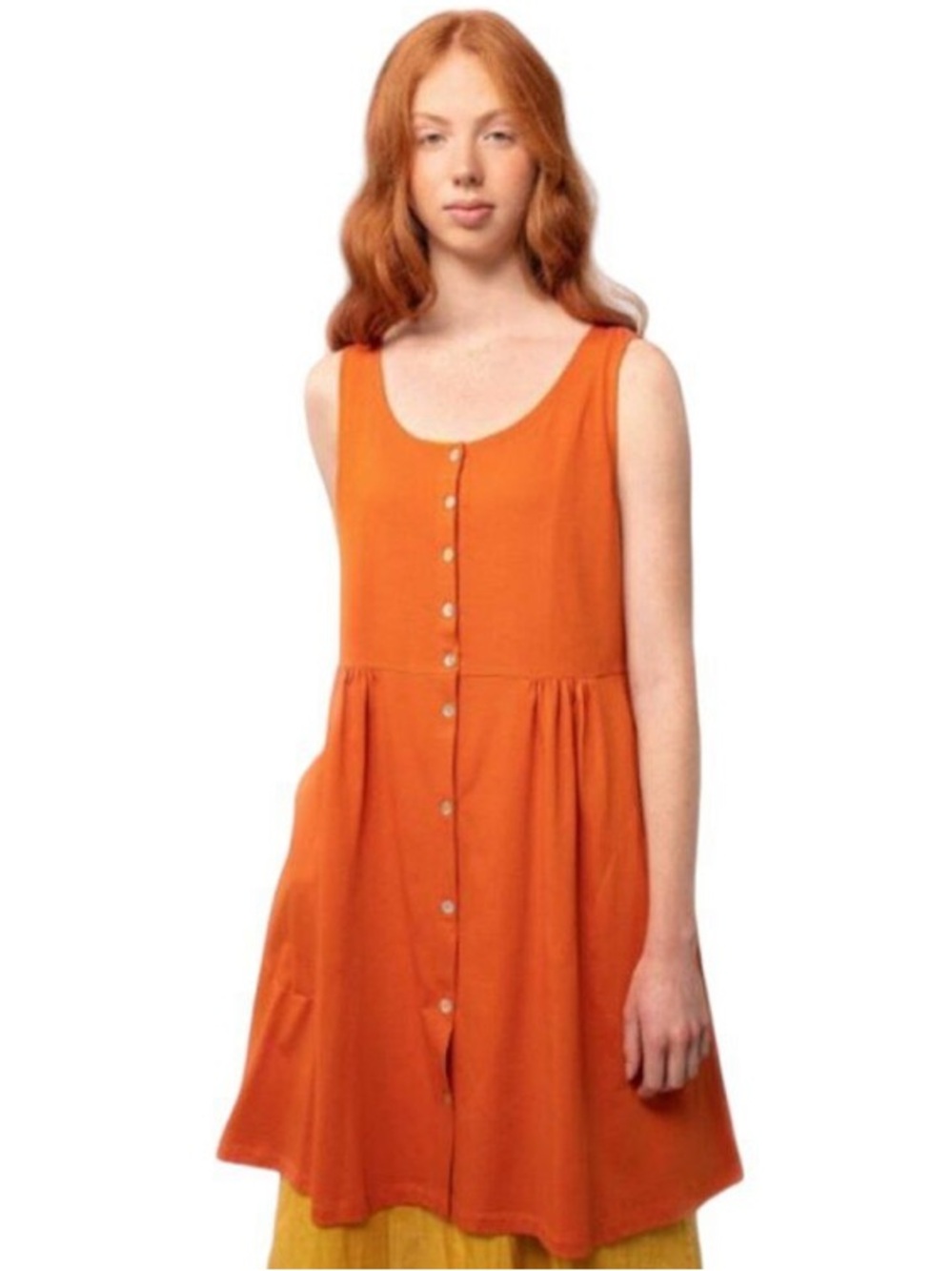Gudrun Sjoden Size Extra Large Lotus Button Front Dress Organic Cotton Orange